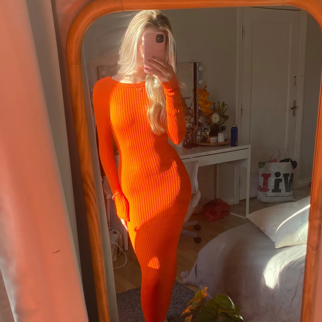 Orange lång klänning 