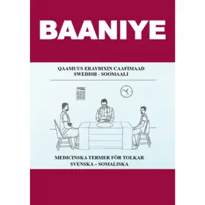 Denna bok är en bra grund och handbok som kommer att gynna alla somalier som är bosatta i Sverige. Boken gör det lättare för sjukvårdstolkar och översättare att utföra sina dagliga uppdrag. Boken är källa och referens för somaliska lingvister och språkexperter som skriver eller utvecklar medicinska ordböcker. Dahir Jeite – författare och lärare.    Format Häftad   Språk Svenska   Utgivningsdatum 2020-12-06   ISBN 9789198662139  