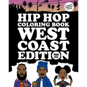 After the overwhelmingly popular Hip Hop Coloring Book, Hip Hop Journal and Hip Hop Coloring Book: East Coast Edition, Mark 563 is back with Hip Hop Coloring Book: West Coast Edition.It s a fun activity book for kids and adults. The book features a selection of Mark 563 s own illustrative takes on some of Hip Hop s most important figures from early electro pioneers like Egyptian Lover, to G-funk and mega stars like Snoop Dogg and Ice Cube and newer rappers like Tyler, the Creator.The 50 pages are packed with legendary West Coast rappers, spanning from the Golden Era through to today s rap superstars.A perfect gift for anyone interested in Hip Hop and popular culture.Hip Hop Coloring Book: West Coast Edition is marker friendly! Use your favorite markers without the risk of ruining the illustration on the other side of the paper. Hip Hop Coloring Book: West Coast Edition is the latest in Dokument Press popular coloring book series, with themes such as graffiti, sneakers and lowriders.     Format Häftad   Omfång 48 sidor   Språk Engelska   Förlag Dokument Press   Utgivningsdatum 2021-02-11   ISBN 9789188369413  