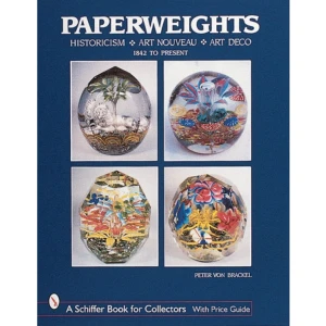 Paperweights : Historicism, Art Nouveau, Art Deco (inbunden, eng) - This book is an essential reference for all paperweight collectors. Hundreds of lovely paperweights, dating from 1870 to 1945, and unique items from Bohemia, Silesia, Thuringia, the Bavarian Forest, the "Solling" mountains, and other German areas are beautifully displayed. Pieces from other European areas including Belgium, France, and Scandinavia are vividly placed throughout the book, making it informative and easy to read. Classically designed paperweights from Baccarat, St. Louis, Clichy, English and American glassworks, as well as modern paperweights, are shown and discussed. The book includes 639 color pictures of 720 paperweights with detailed explanations, 131 illustrations of the exterior forms, and three illustrations of production procedures. A glossary, index and a value list of the paperweights shown complete the useful contents.    Format Inbunden   Omfång 320 sidor   Språk Engelska   Förlag Schiffer Publishing   Utgivningsdatum 2000-06-30   ISBN 9780764310522  