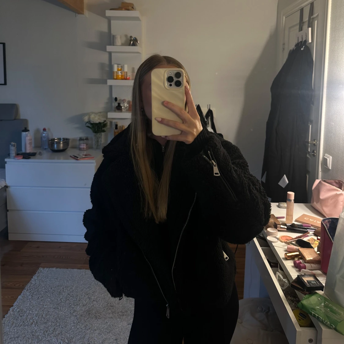 Svart teddyjacka - 90