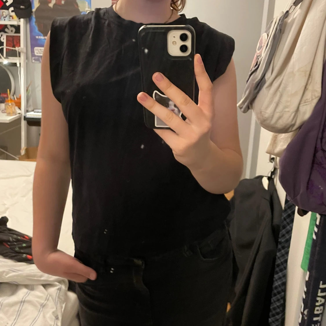 Svart ärmlös topp - 90