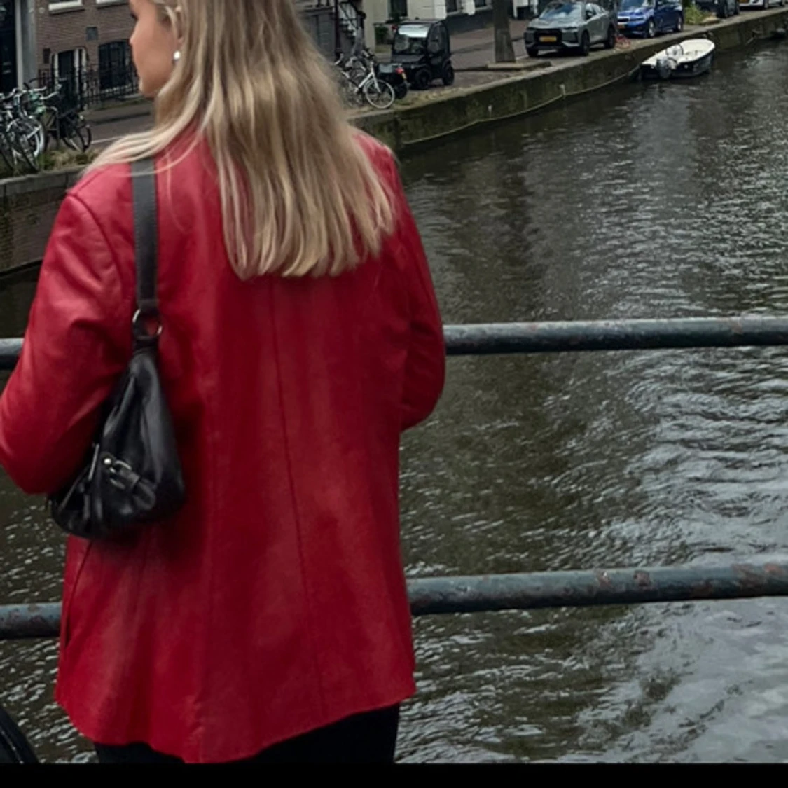 Läderjacka Röd - 90