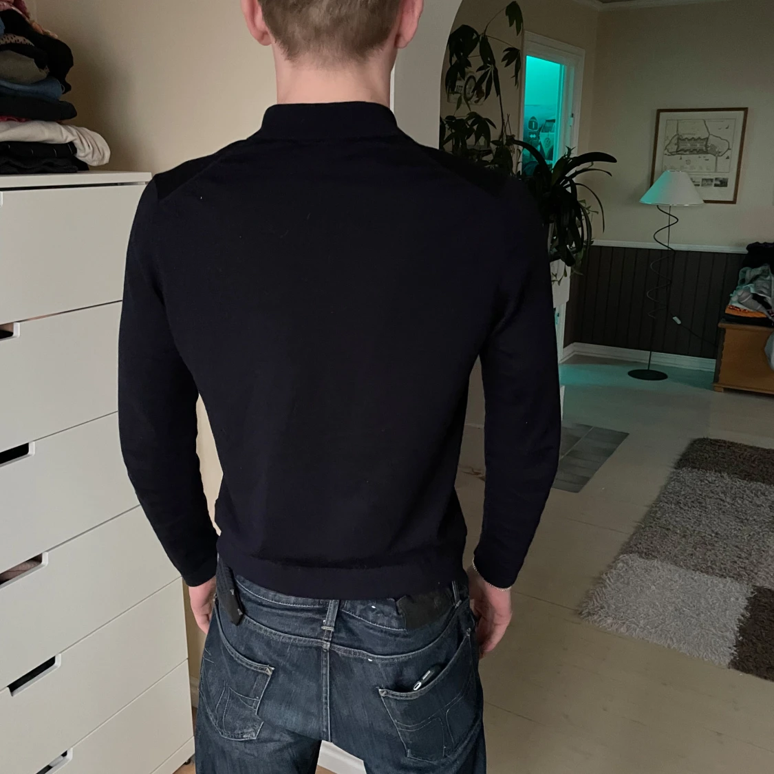 Marinblå långärmad pikétröja från masimo dutti - 2