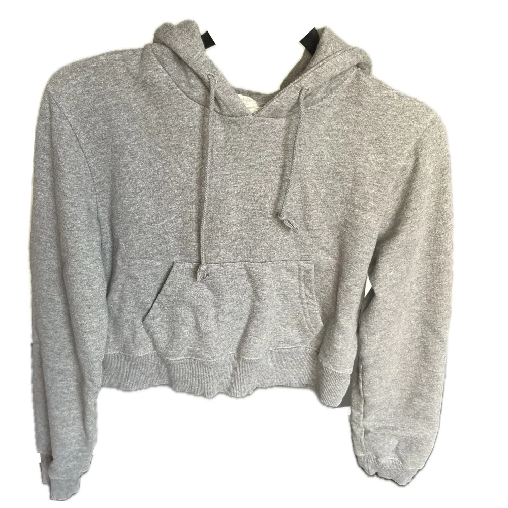 Grå croppad hoodie från Brandy Melville💕 storlek onesize. Hoodies.