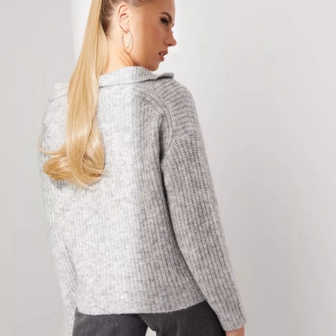 Stickad zip-tröja  - 90