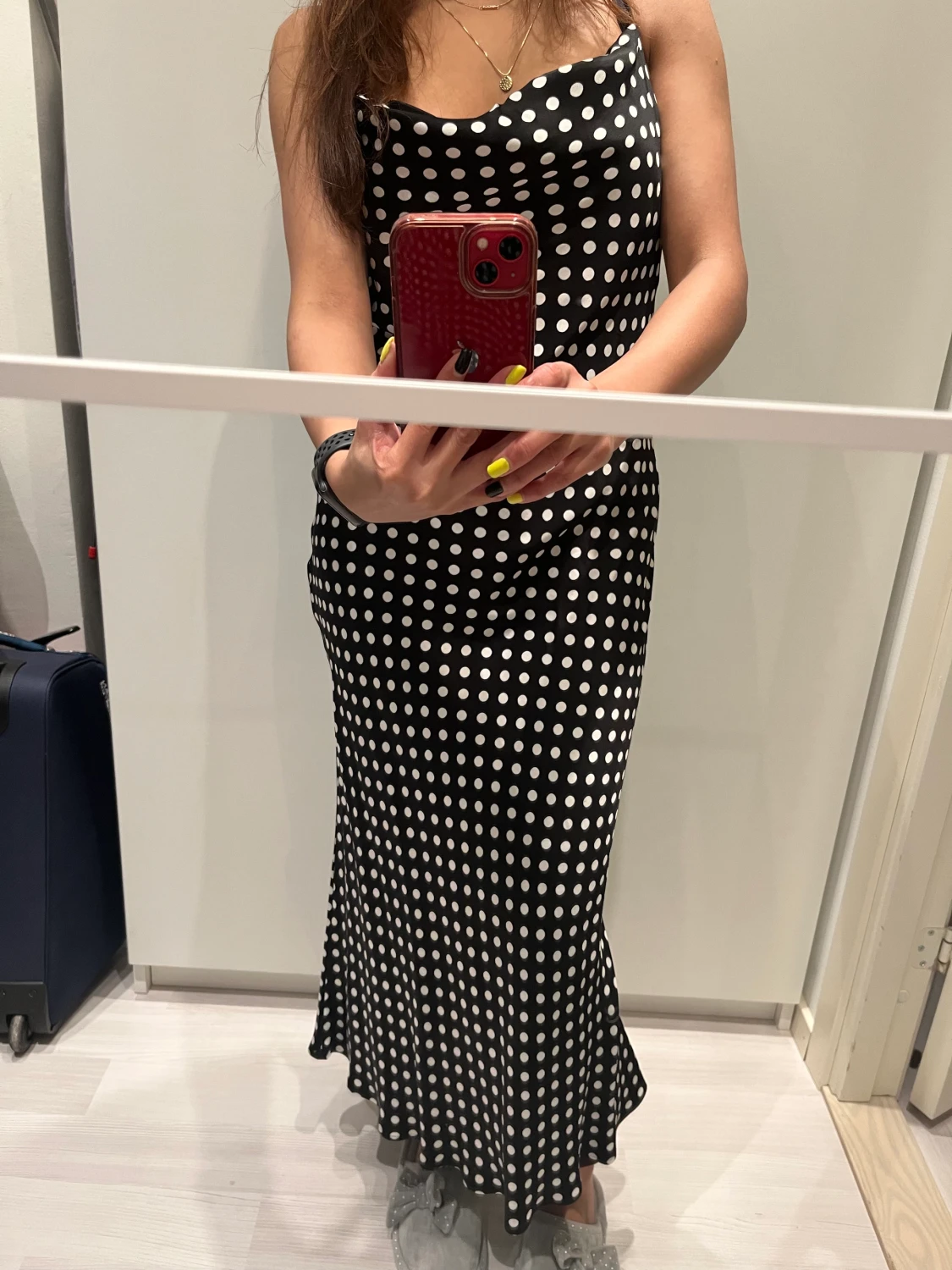 Satin Dress! Adjustable Strap! - 90