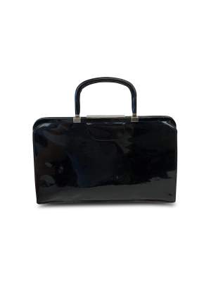 50's Patent Leather Handbag  -Black Patent Leather -Great Condition (Some Scuffmarks) -One Size  Measurements -Width: 35cm -Depth: 8cm -Height: 22cm