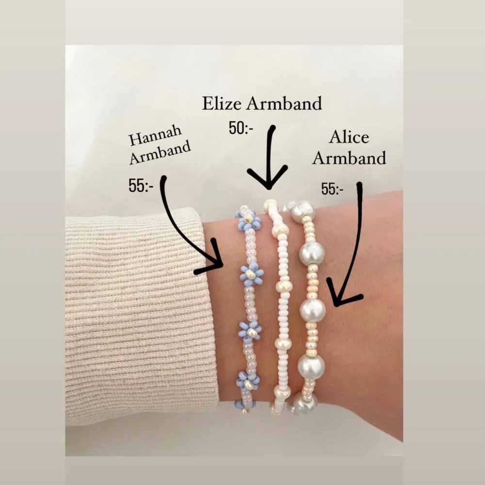 Handgjorda pärlarmband, swipa för att se namnen på armbanden + priserna! Köp via Instagram: hn.smycken🧡🧡 . Accessoarer.