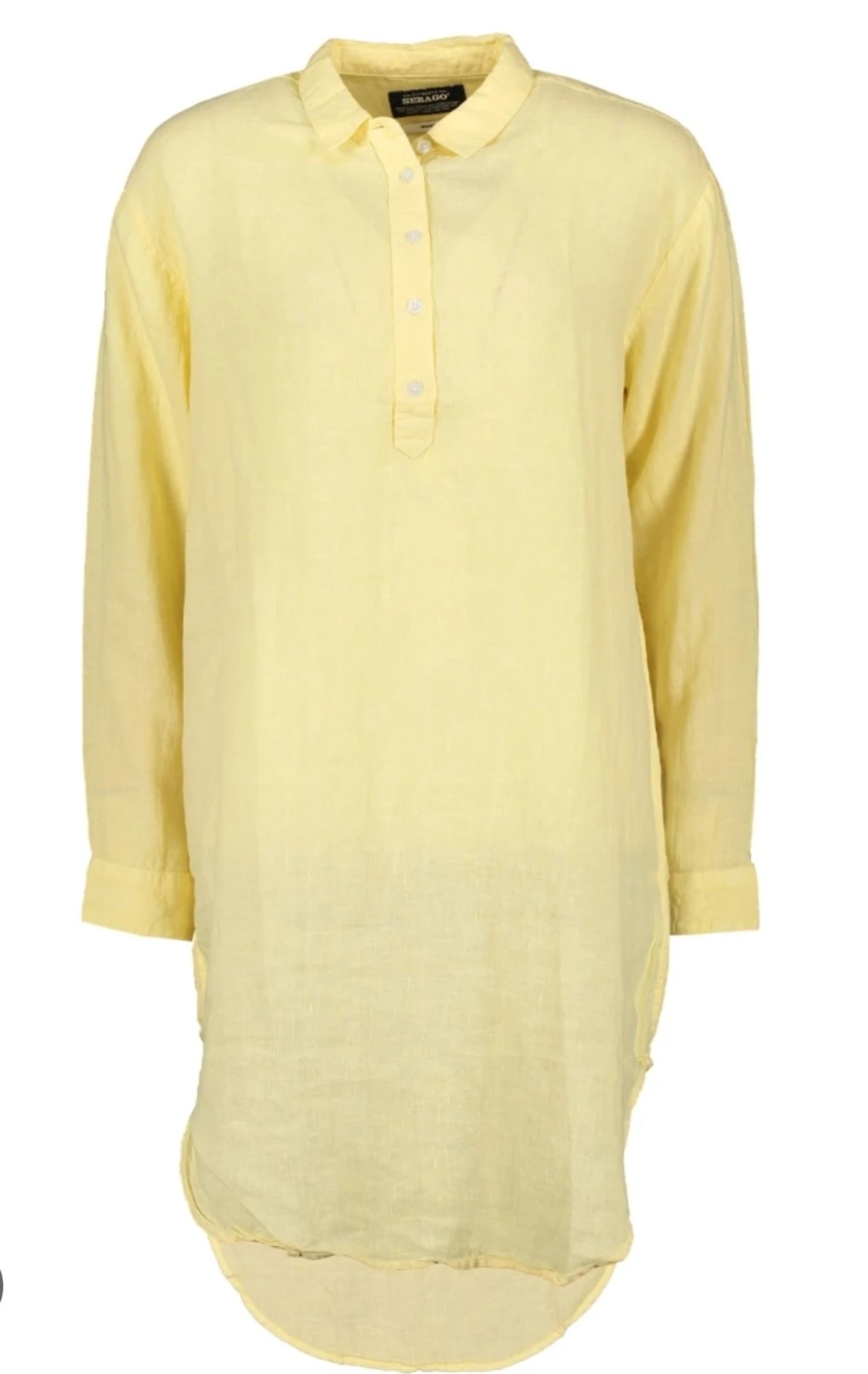 Solgul linne klänning