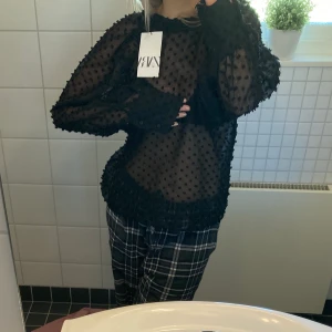 Zara blus - Säljer denna fina blusen då den inte har kommit till andvändning! Ifrån Zara med prislappen kvar. Lite genomskinlig med textur.
