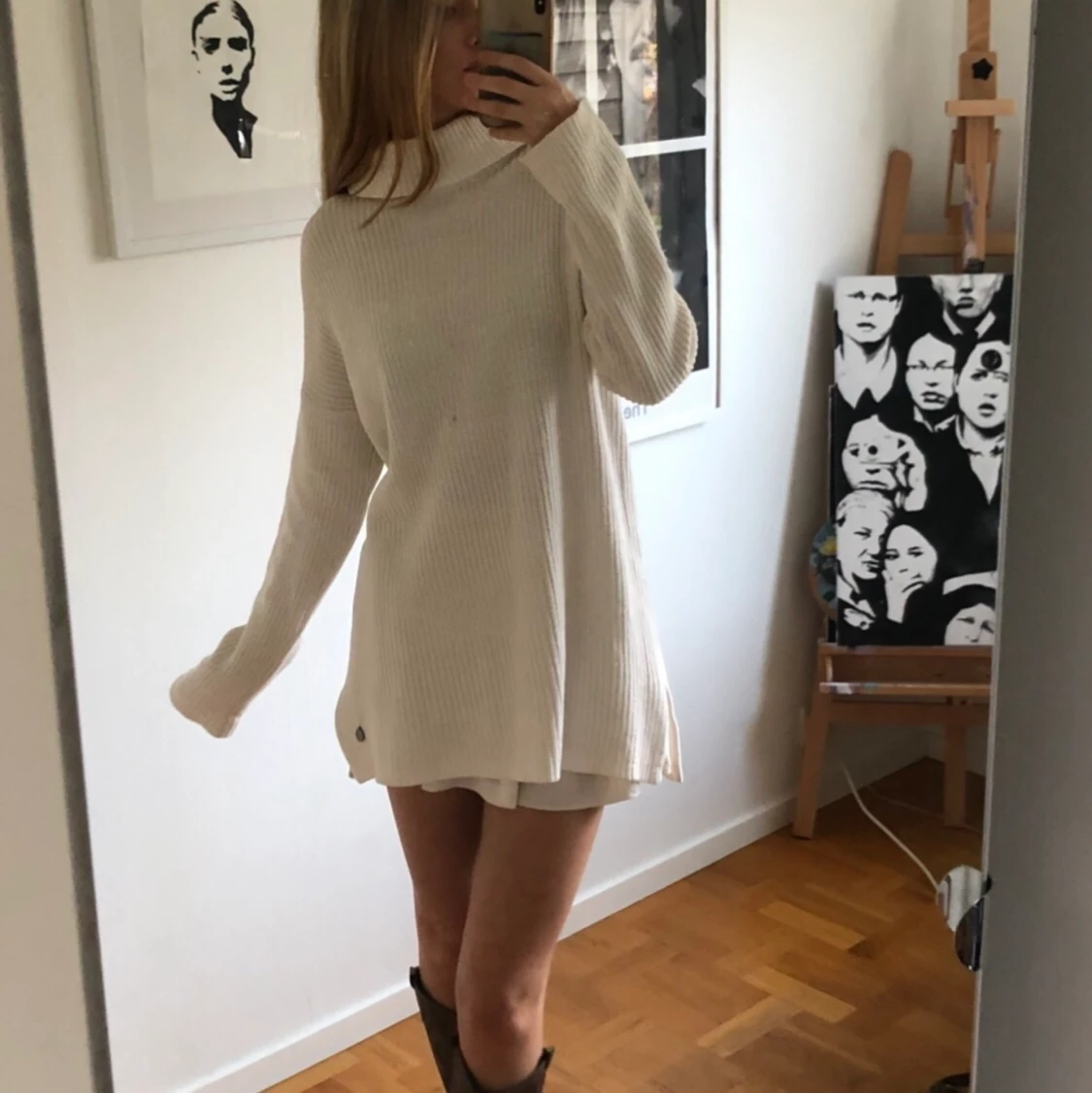 Vit stickad trlja - 91