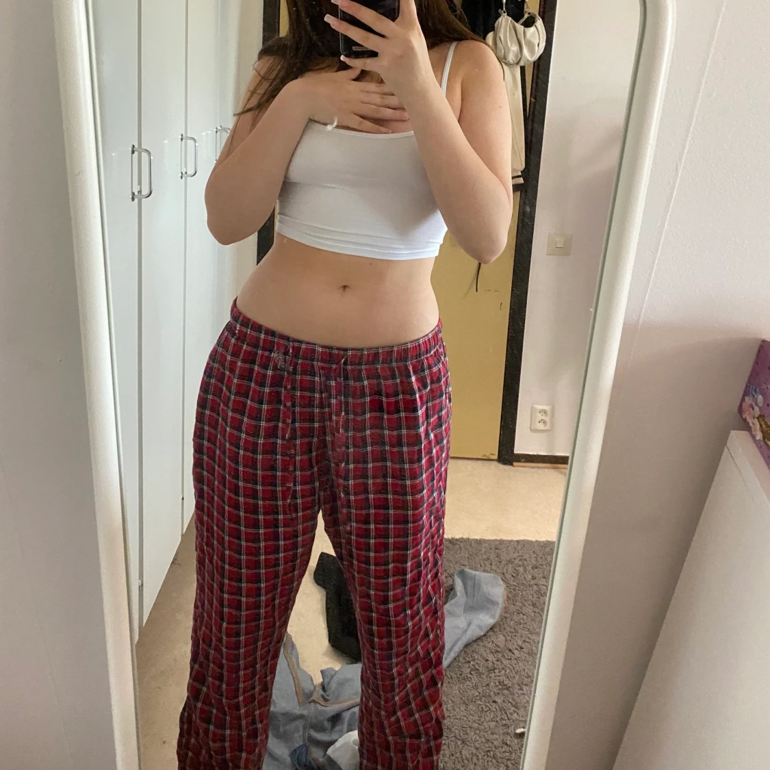 Röda rutiga pjamasbyxor 