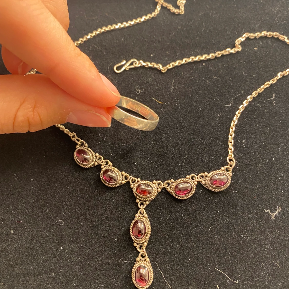 Silver halsband+ring