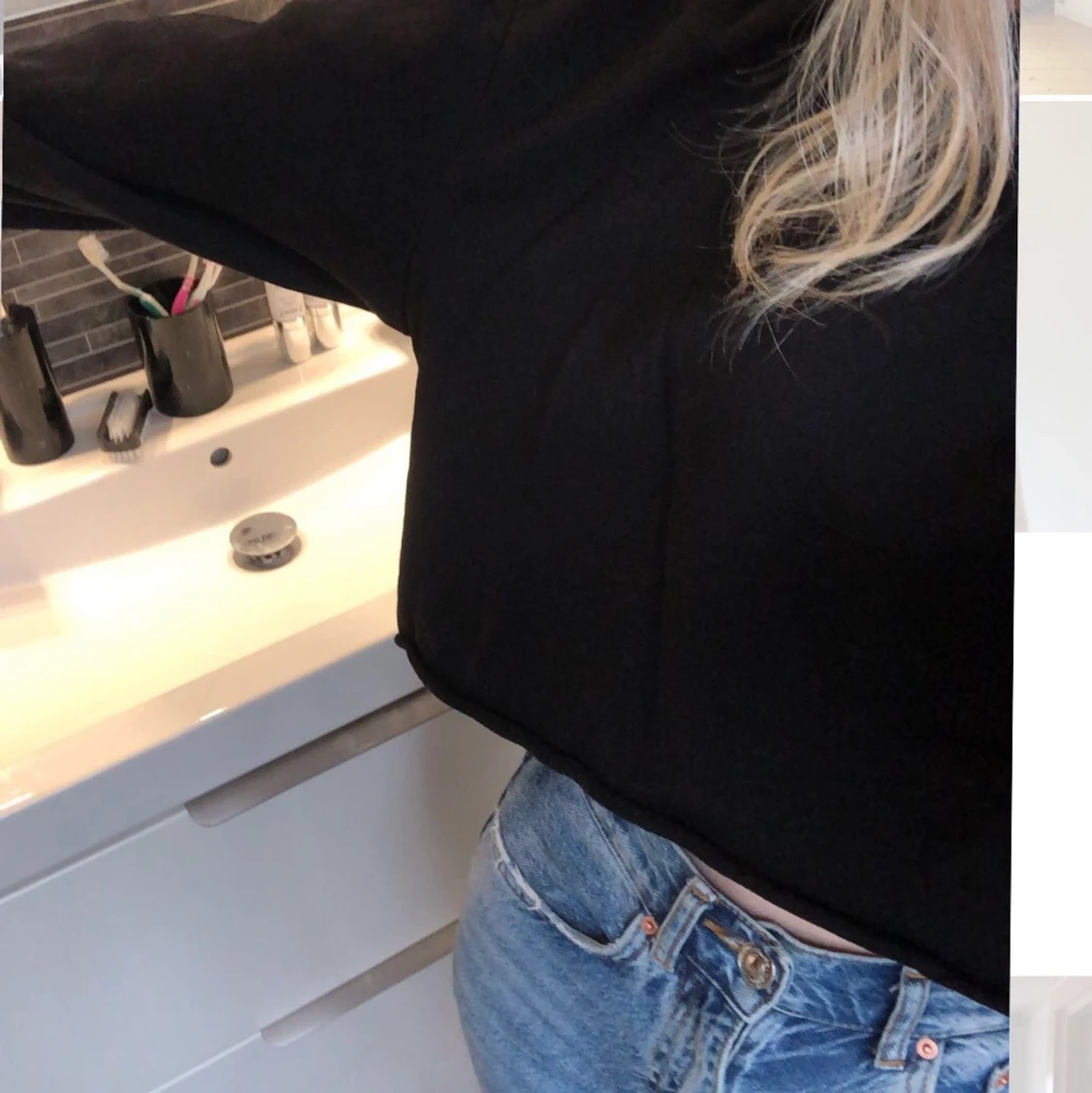 Svart croppad Sweatshirt  - 91