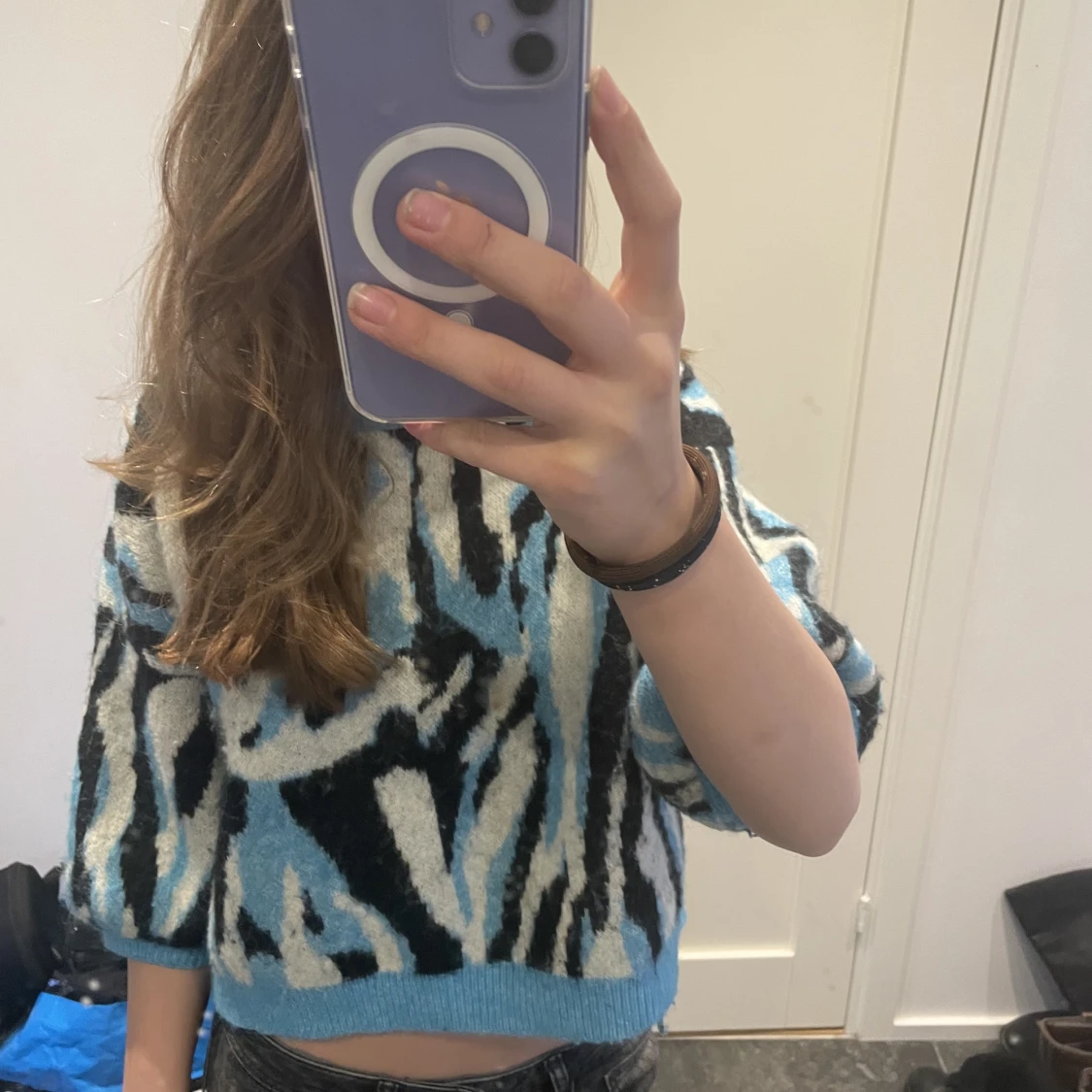 Stukad kortärmad tröja