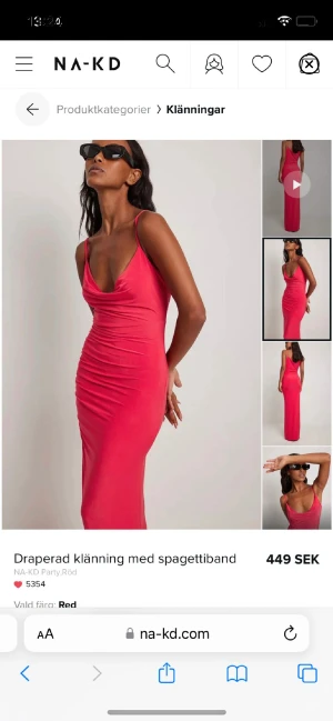 Röd långklänning nakd - Röd lång draperad klänning från nakd använd en kväll.