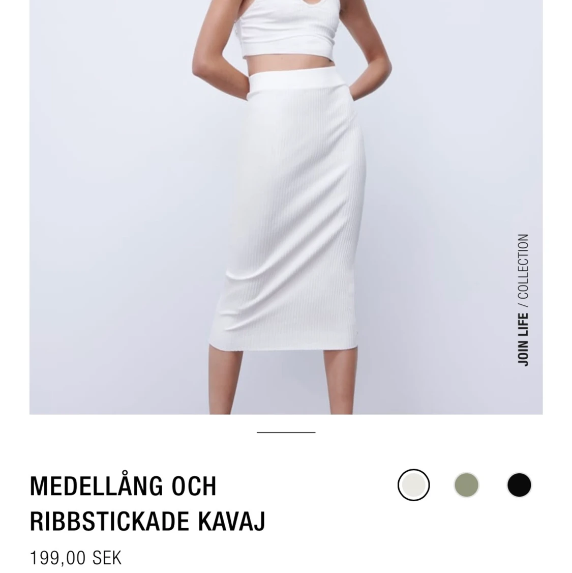 Vit ribbad kjol från Zara