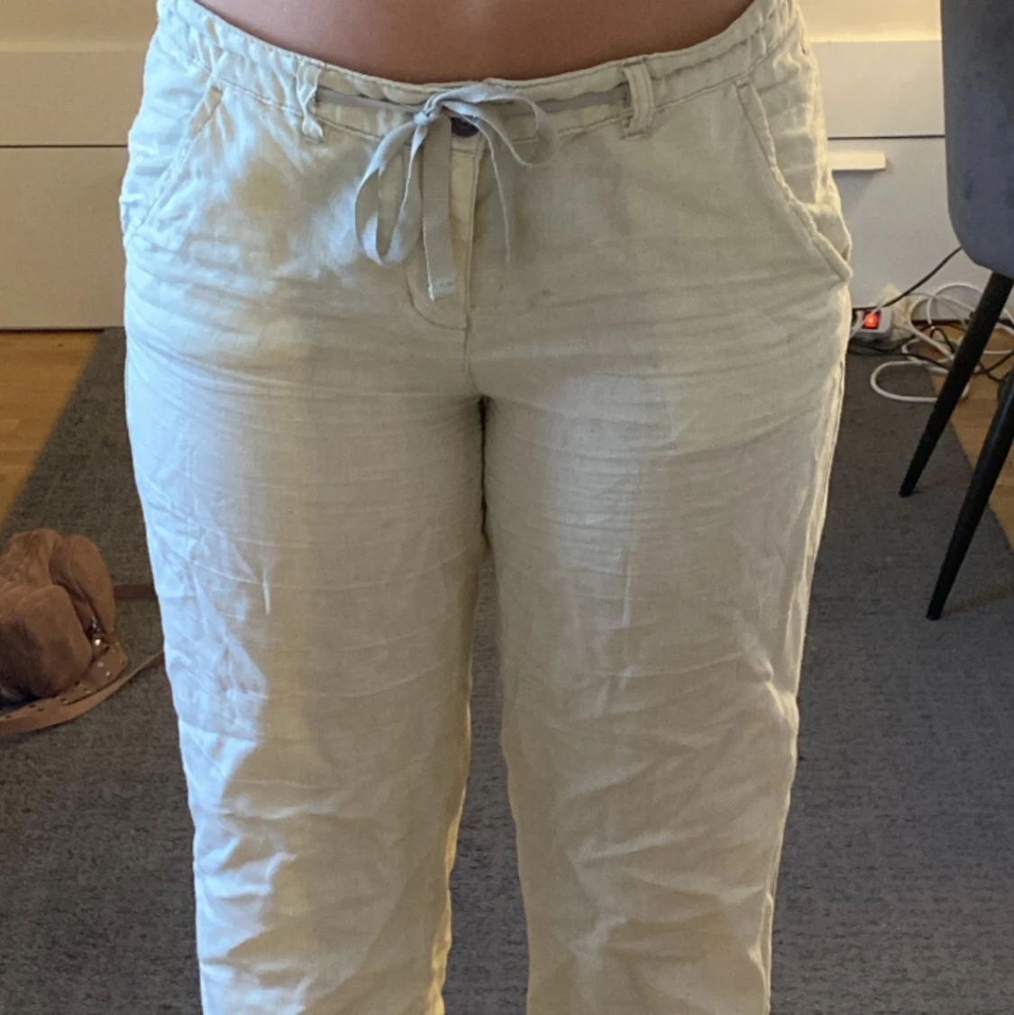 Lågmidjade linnebyxor🤍