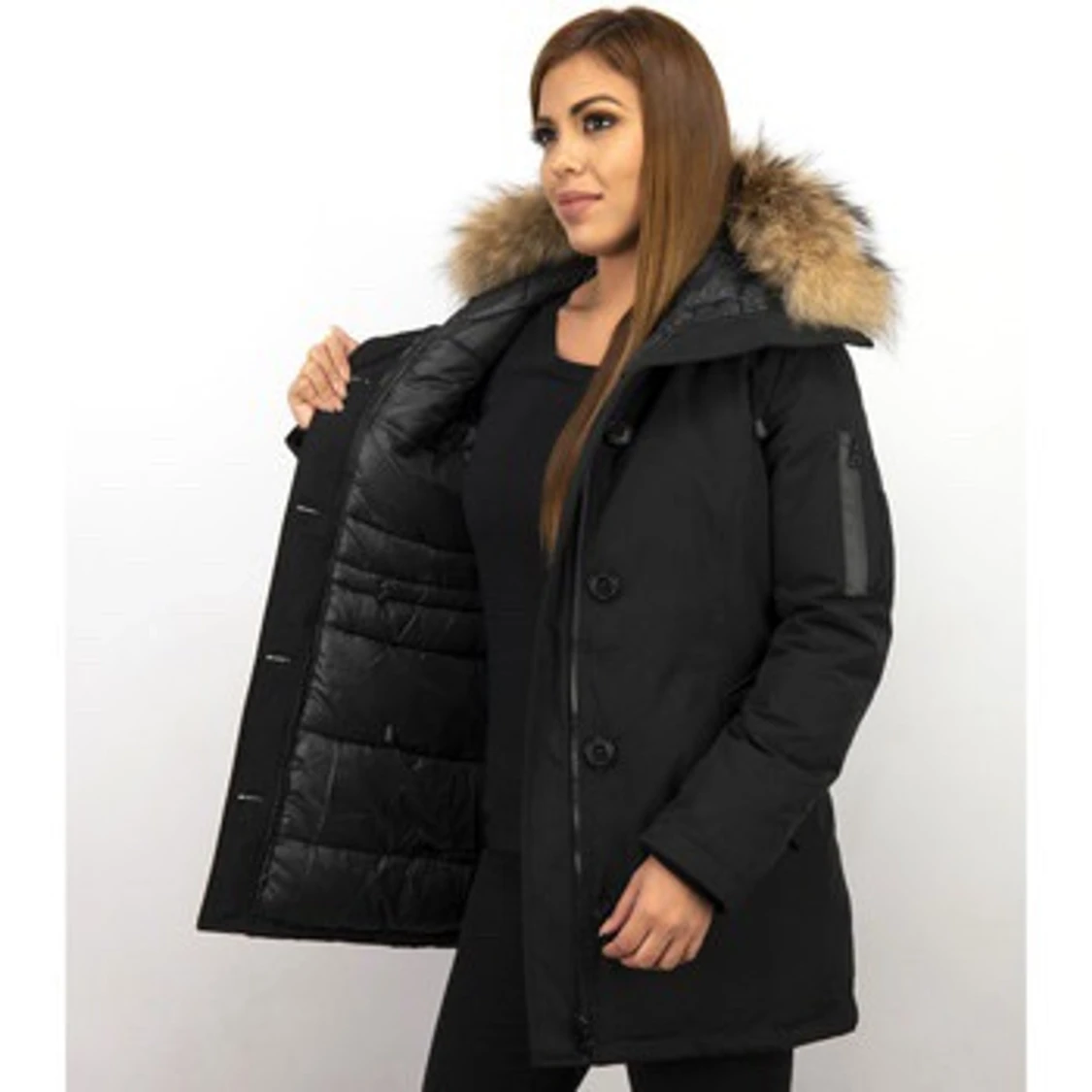 Vinter jacka med päls, canada goose liknande  - 90