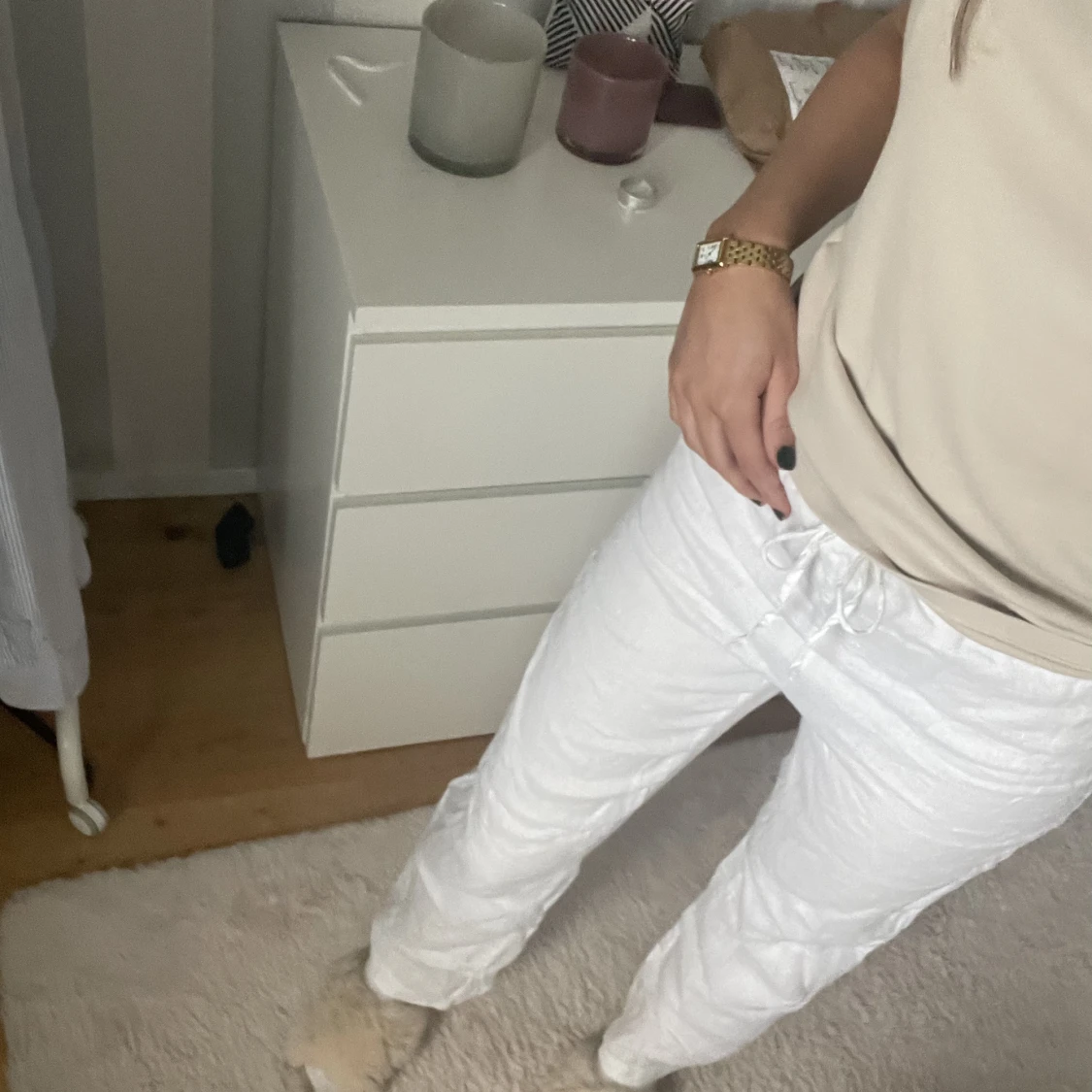 Vita linnebyxor - 90