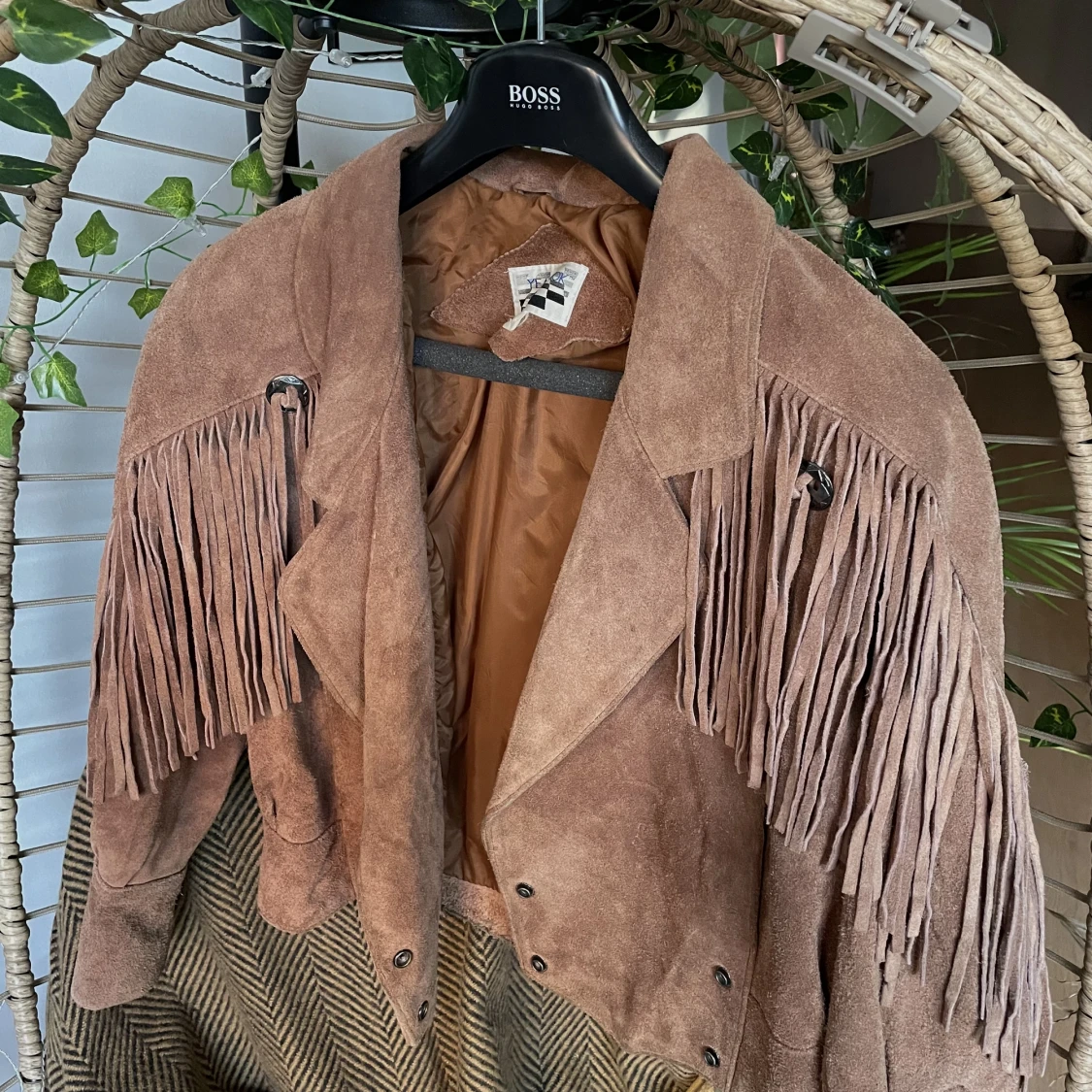 70-tal fransjacka i äkta mocka - 90