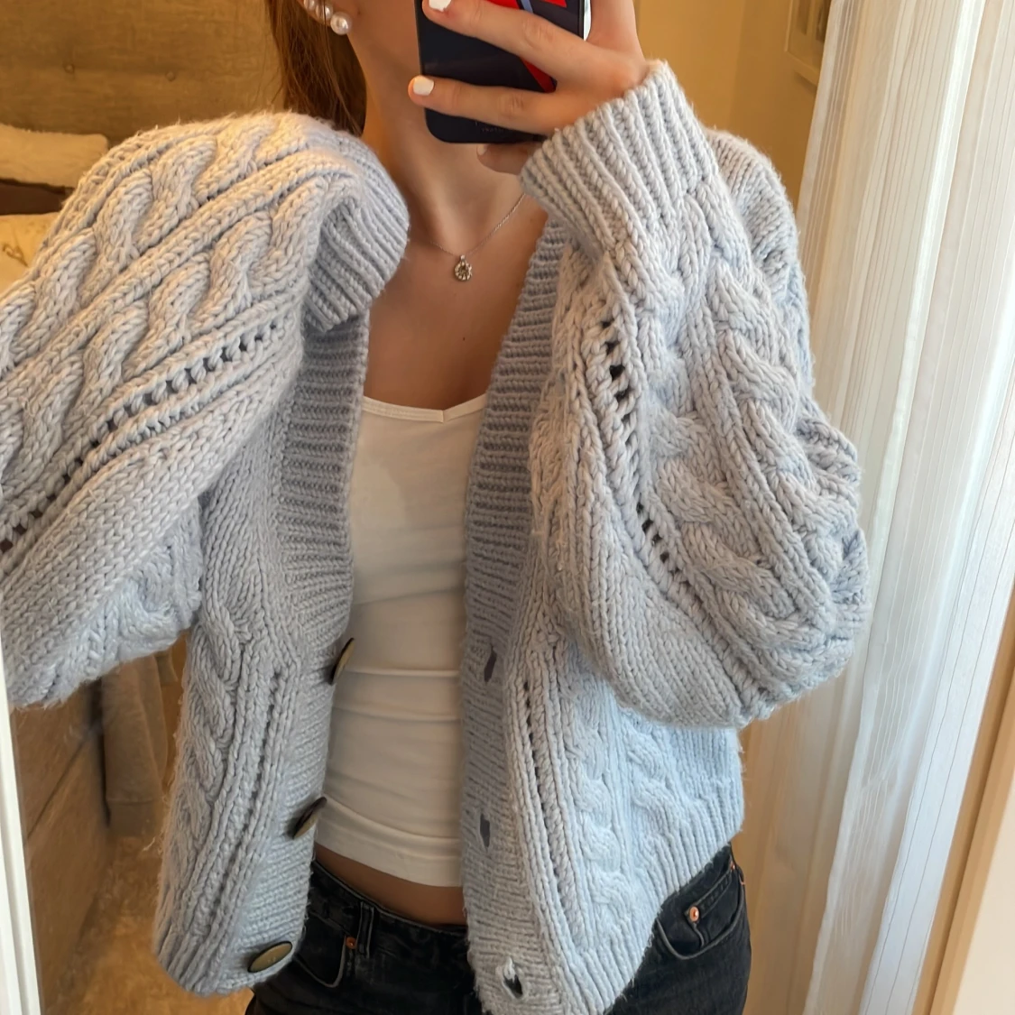 stickad blå kofta 👌🏼 - 91