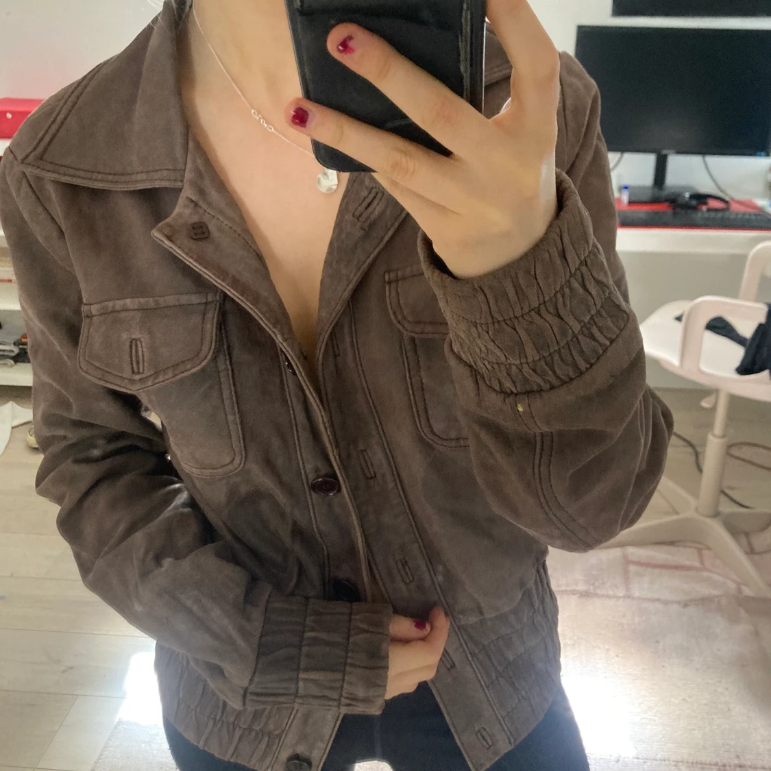 Brun skinnjacka - 91