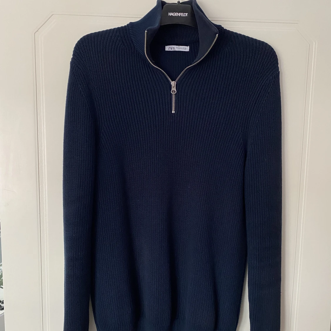 Blå halv zip tröja Zara