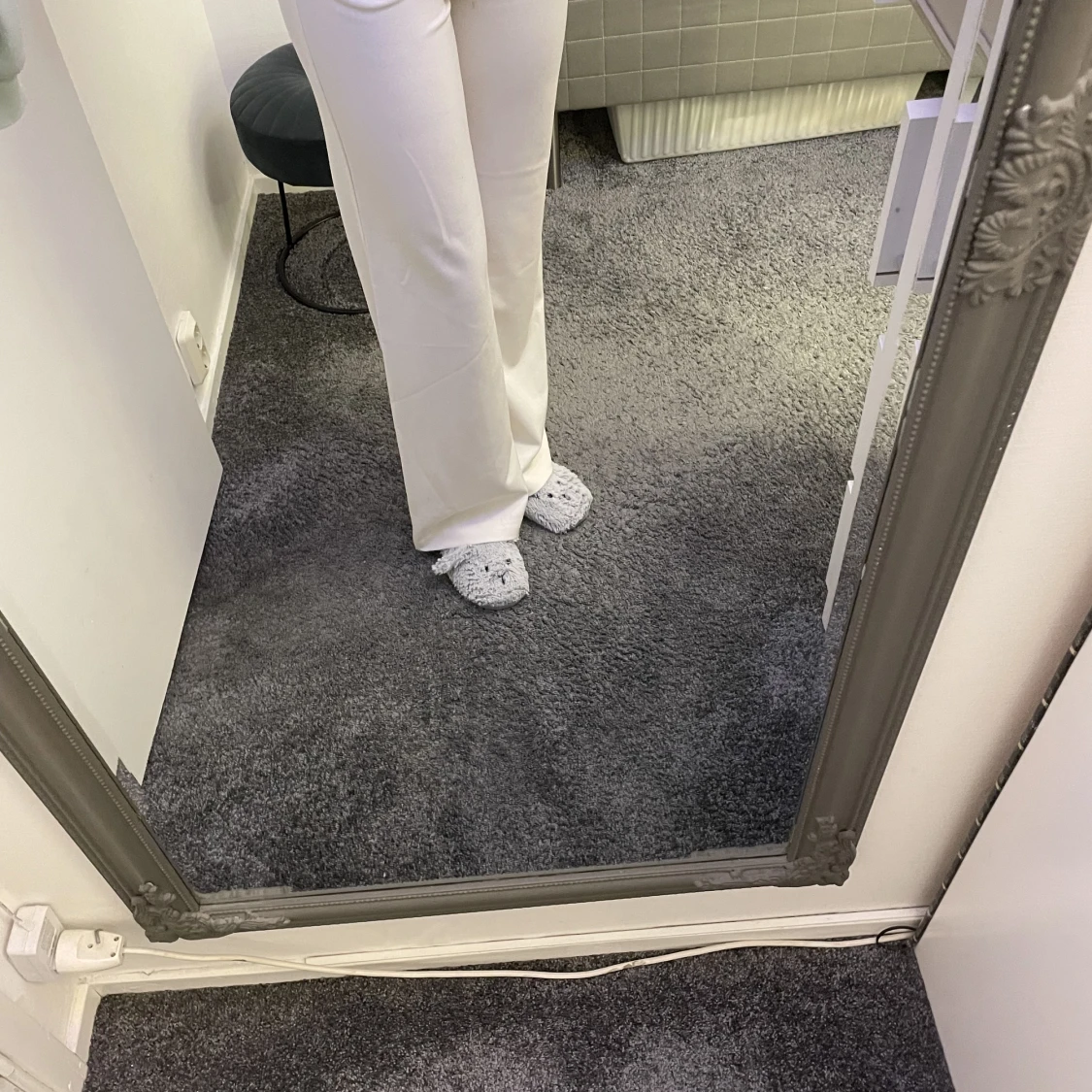 Vit/beige kostymbyxa - 90