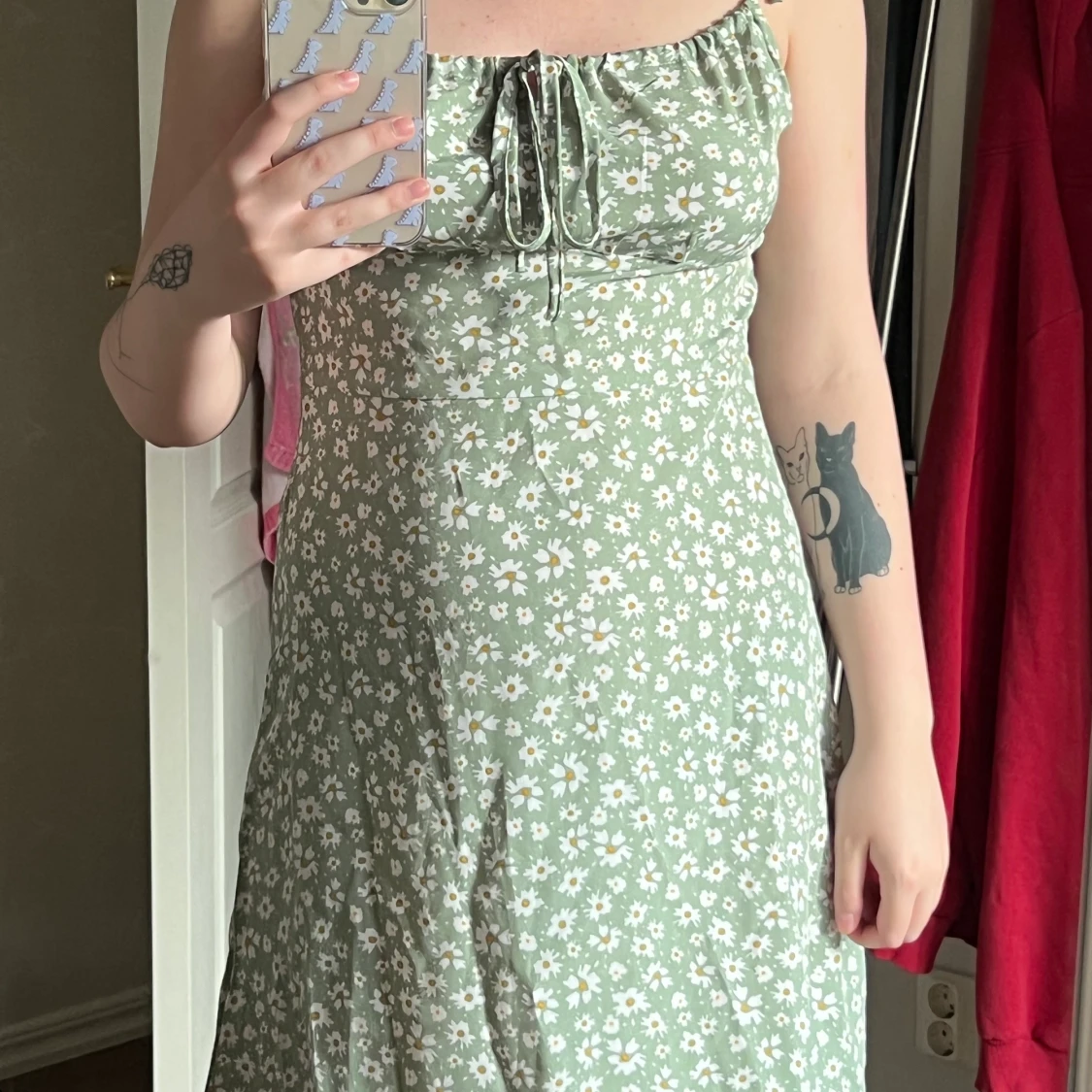 Grönblommig klänning