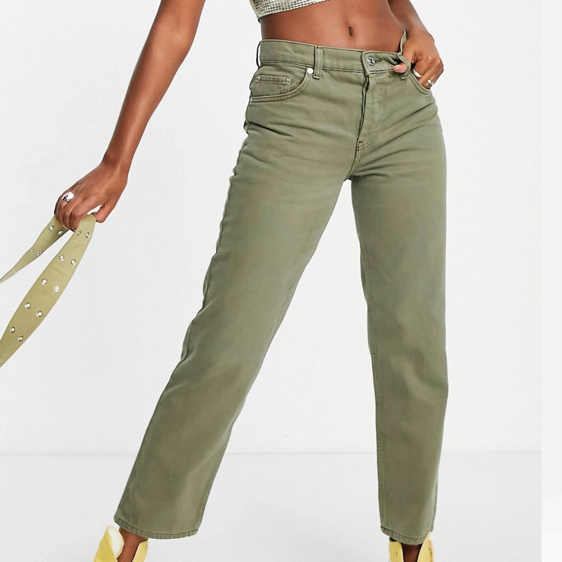 Gröna jeans med låg midja