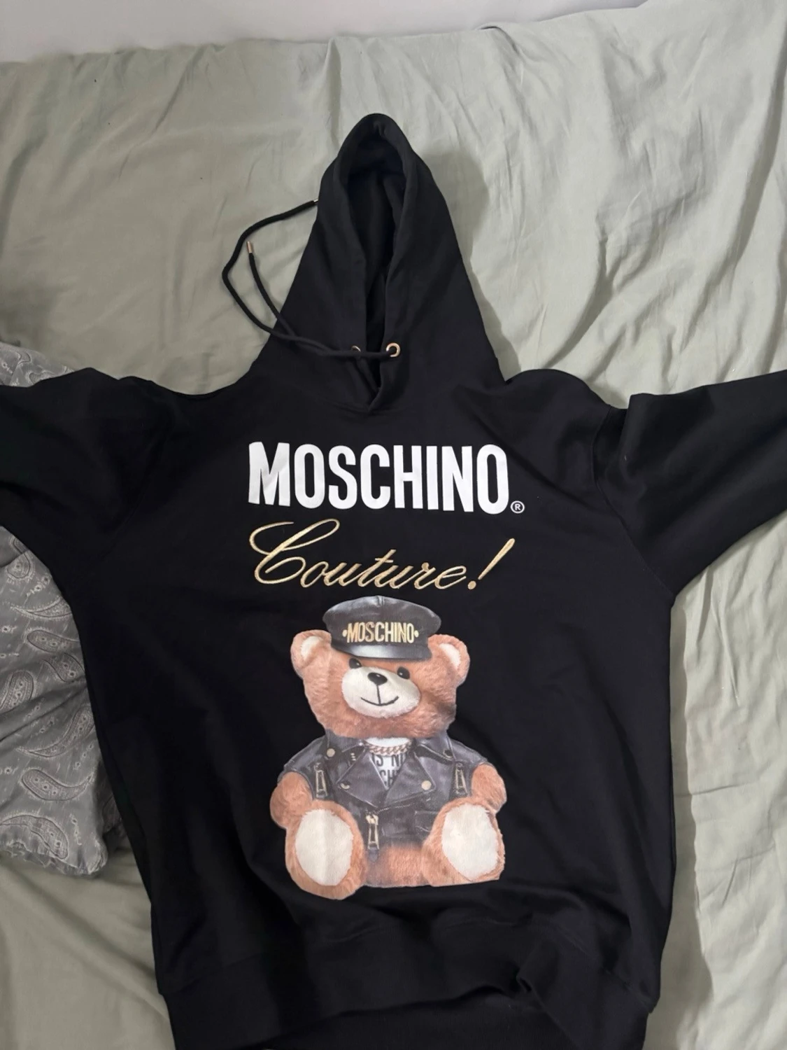 Svart Moschino hoodie med björntryck - 1