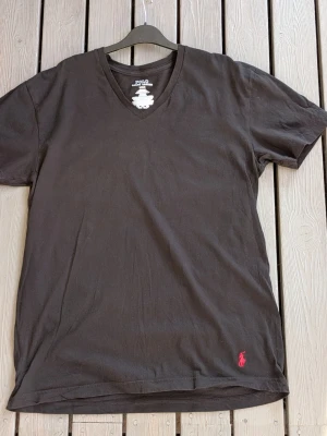 Svart v-ringad t-shirt från Polo Ralph Lauren - Snygg svart t-shirt från Polo Ralph Lauren med v-ringning och klassisk röd broderad logga på nedre delen. Tillverkad i mjuk bomull och har en clean, stilren look som passar till det mesta.