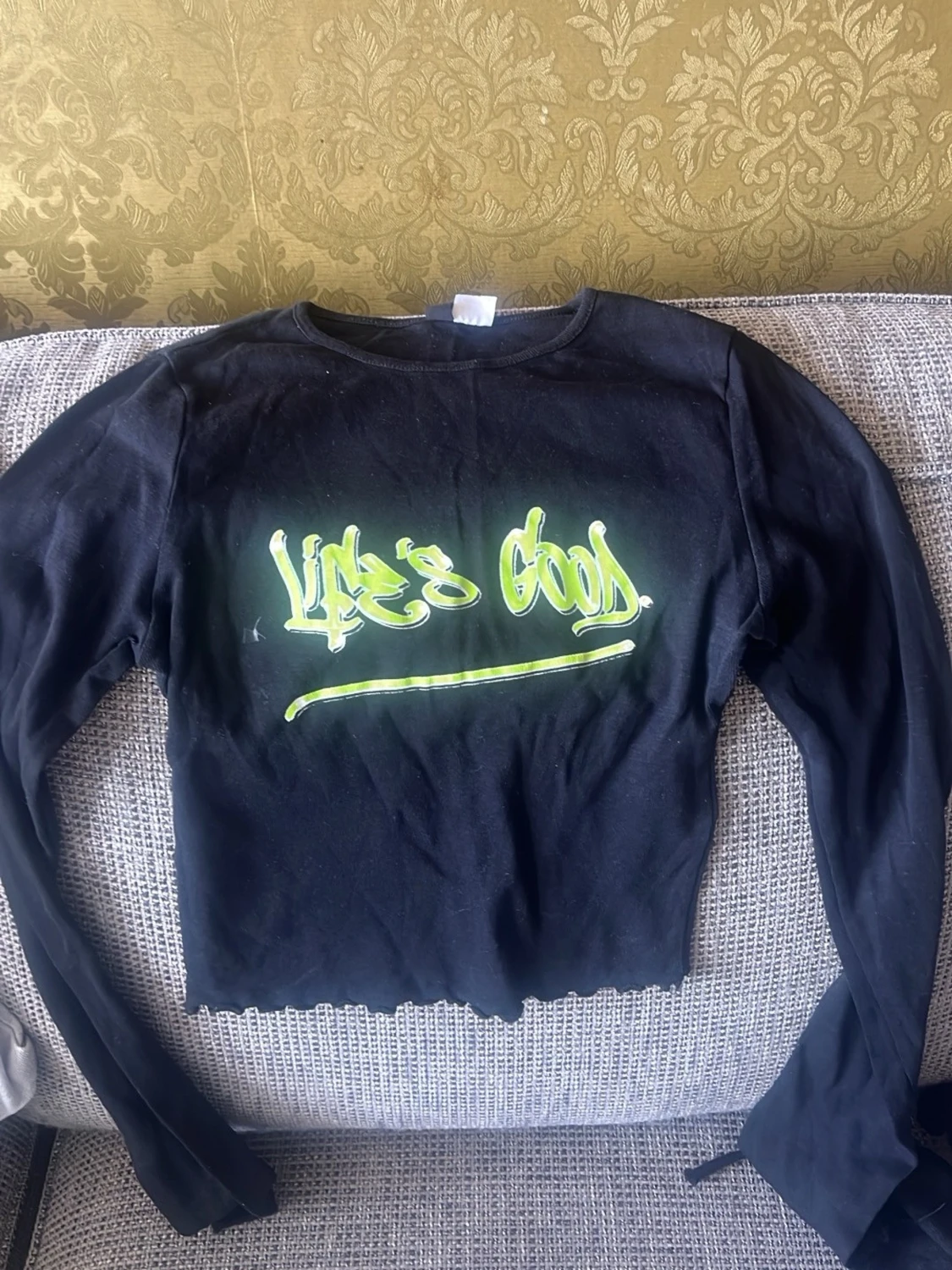 Svart croppad långärmad topp