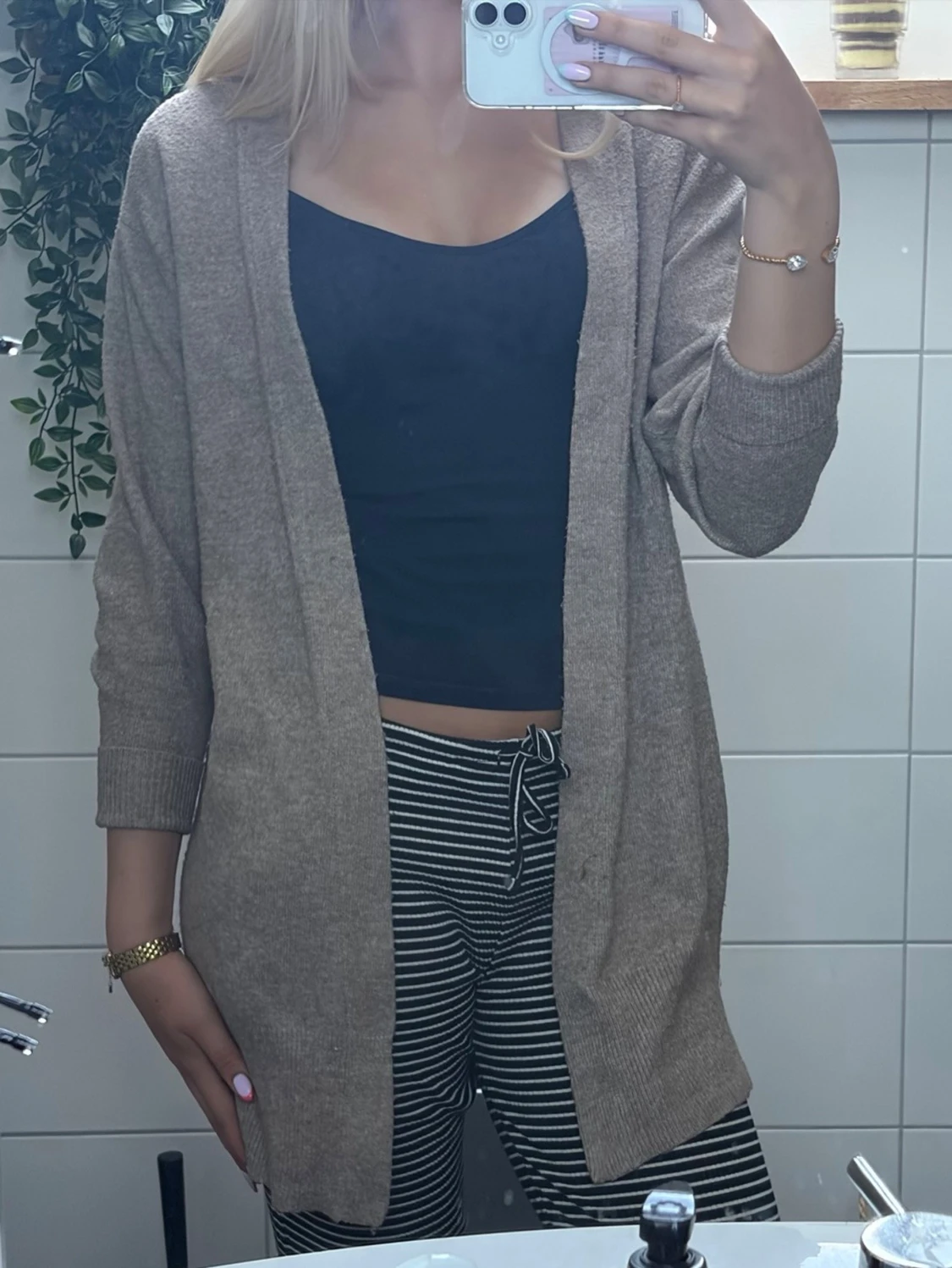 Beige lång kofta - 1