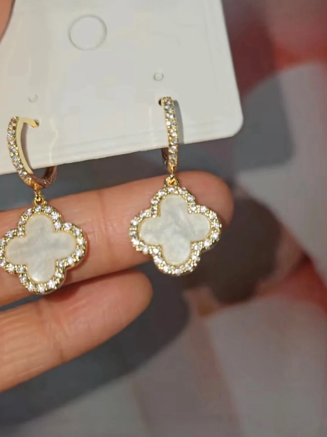 Klöver gold pearl hoops örhängen - 1