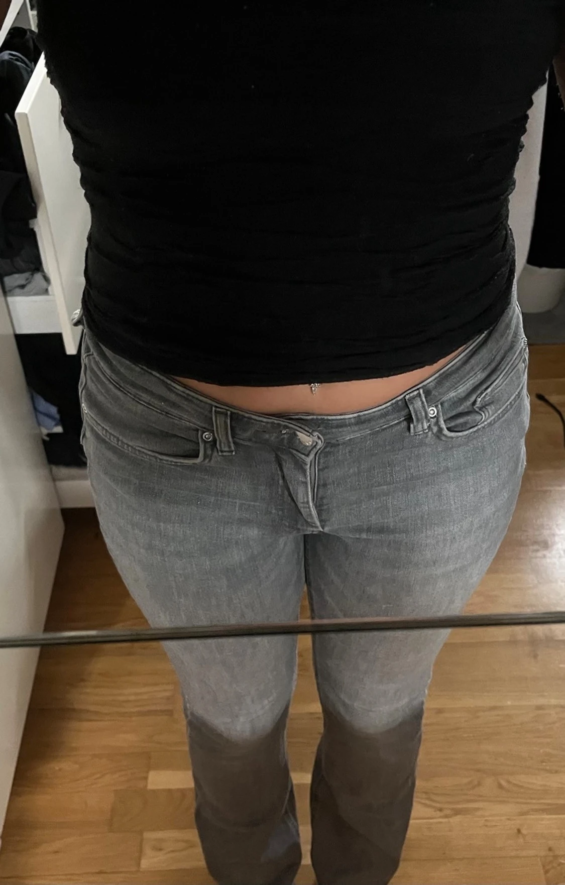 Grå bootcut jeans med dip dye