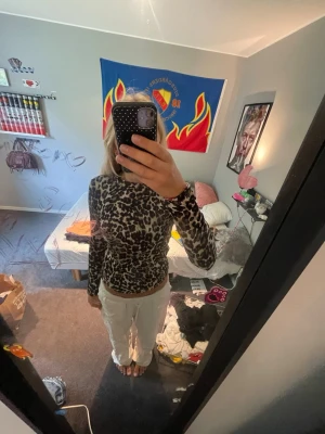 Leopardmönstrad långärmad topp - Säljer en leopardmönstrad långärmad topp med tight passform. Tröjan har ett stretchigt material och thight passform. Jag köpte den i Polen så är inte helt säker på pris men har för mig ungefär 200 kronor 