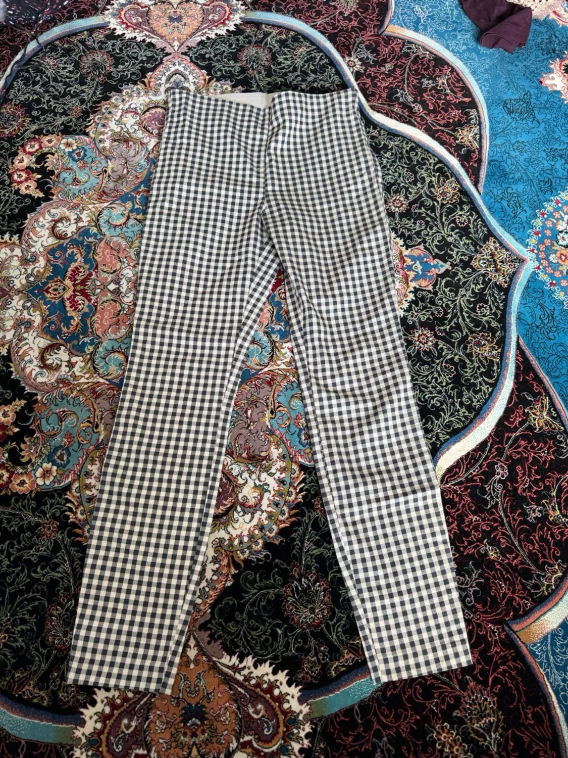 Rutiga leggings med hög midja