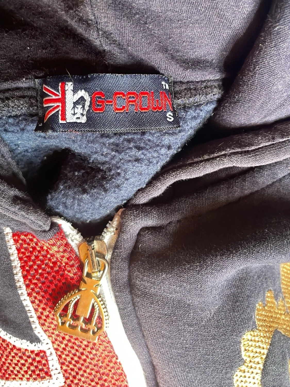 Grå hoodie med Union Jack och krona - 1