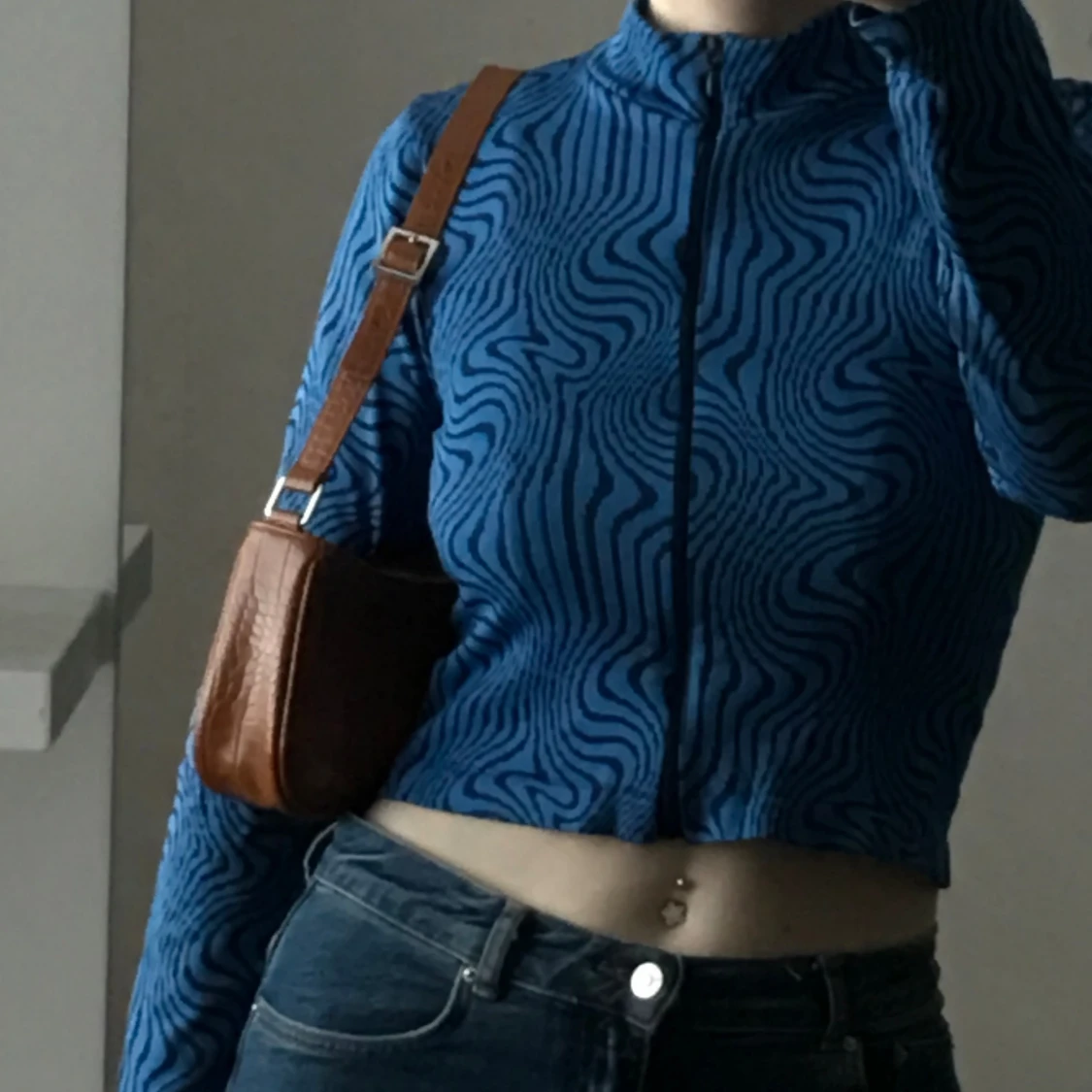 Blå zip up topp - 90