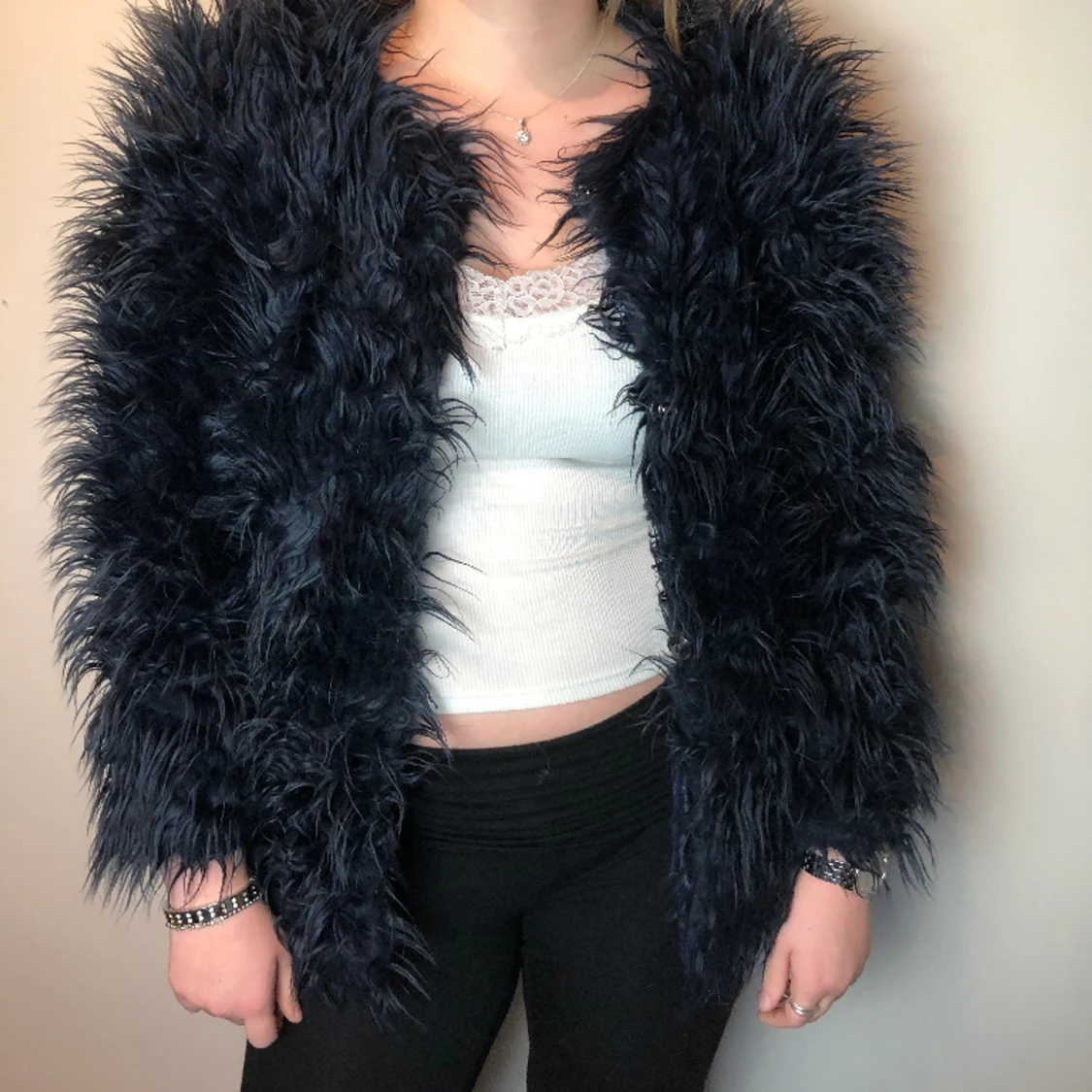 Svart pälsjacka - 90
