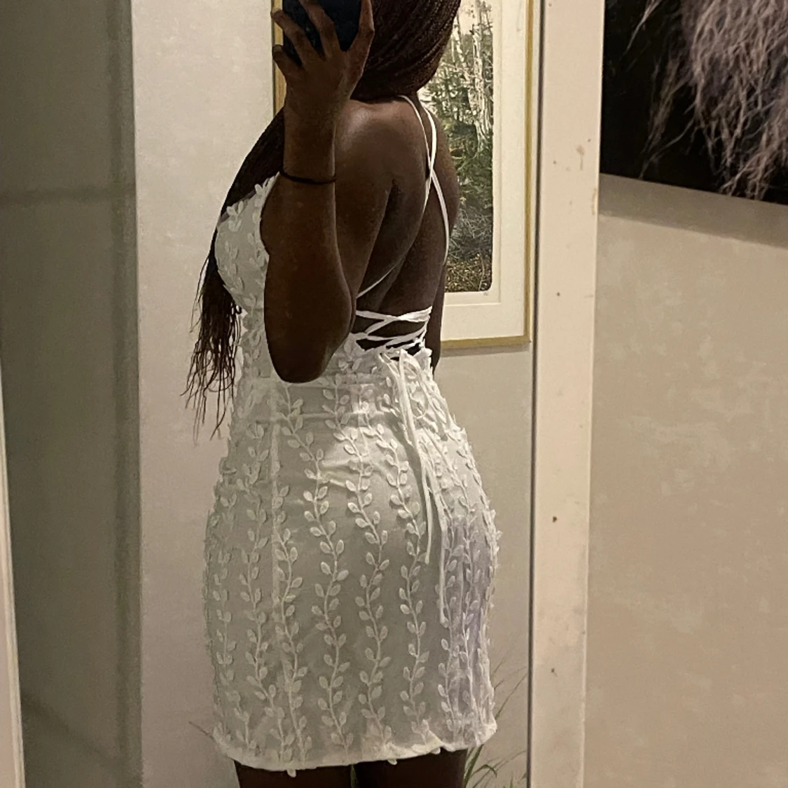 Vit blommig klänning - 91