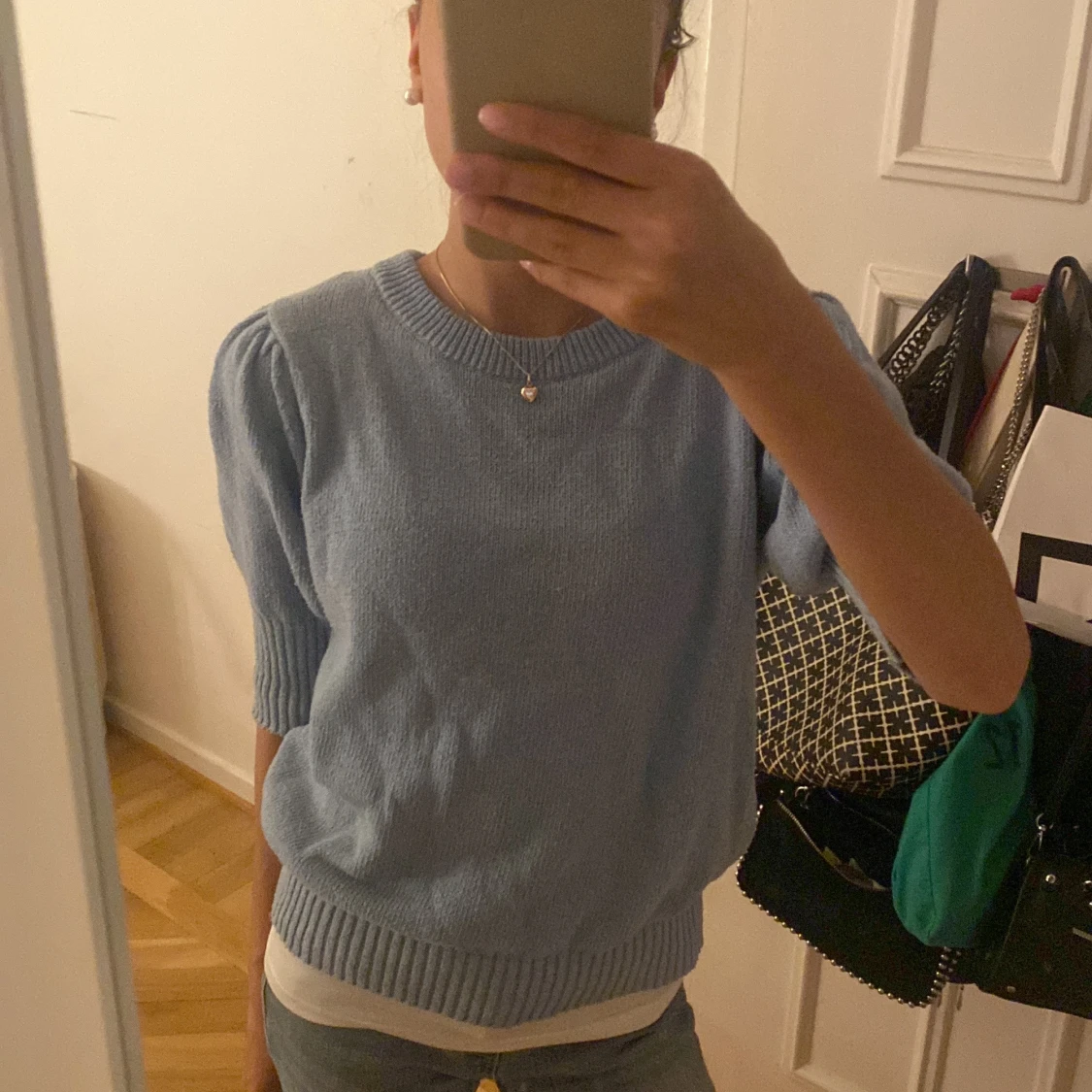  Blå puffärms tröja  - 90