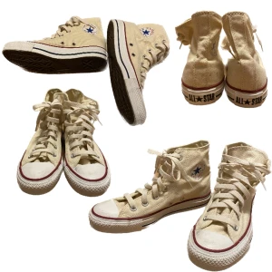 Converse beige - Beige Converse! Bra skick trots att de varit ganska använda och att tygetr ljust 6,5/10. Lite missfärgningar på tyget, men vill påstå att de försvinner med en tvätt! Sulan är också en aning missfärgad :)