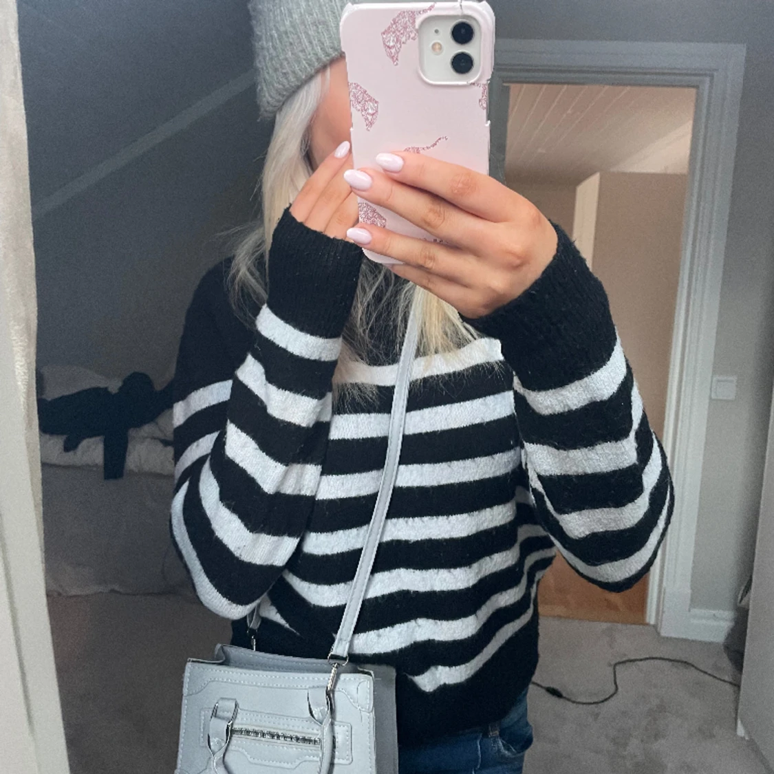 Randig stickad tröja - 90