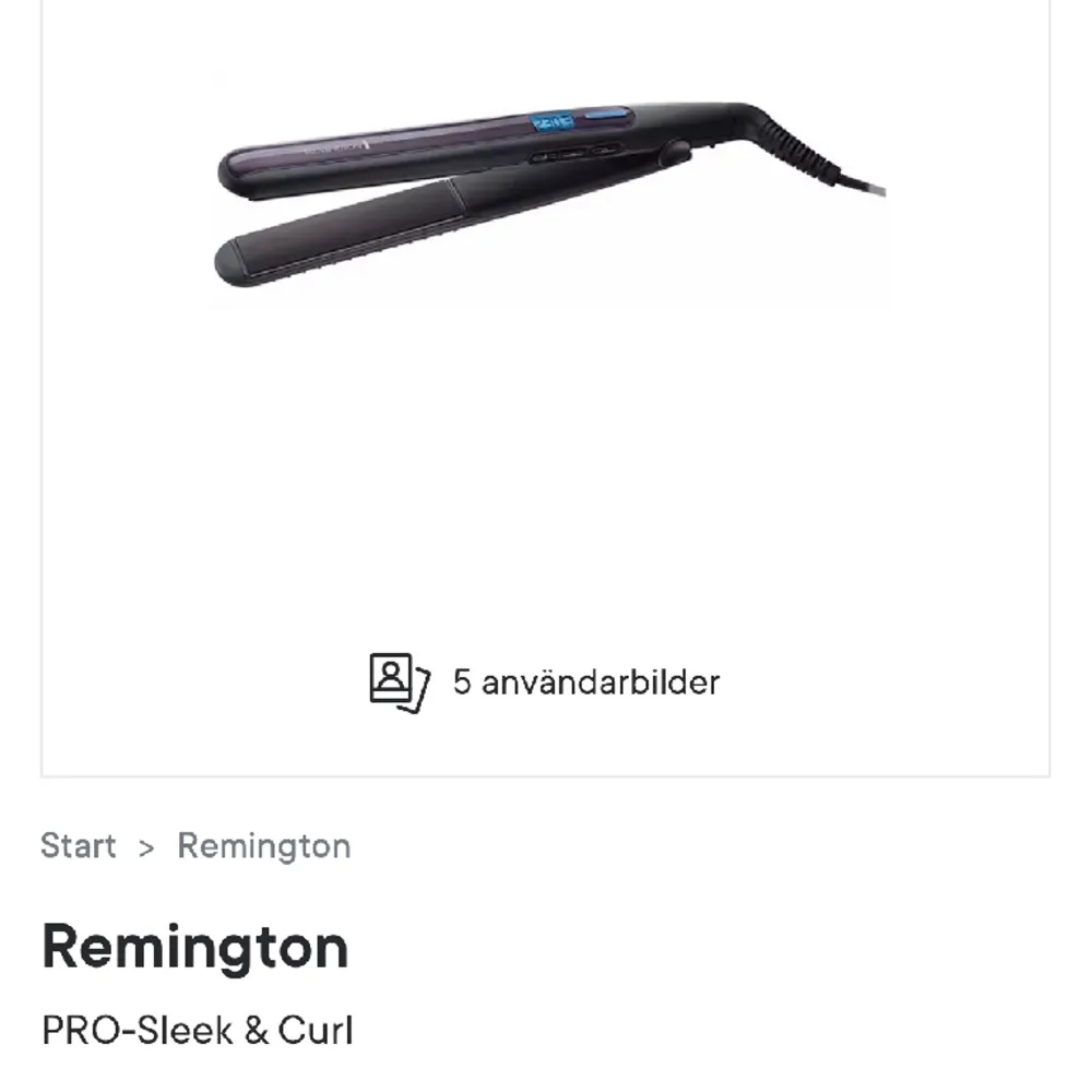 Nyskick platt och locktång från remington. Säljes då jag köpte en bredare för mitt tjocka hår. Ord pris på lyko 649. Övrigt.