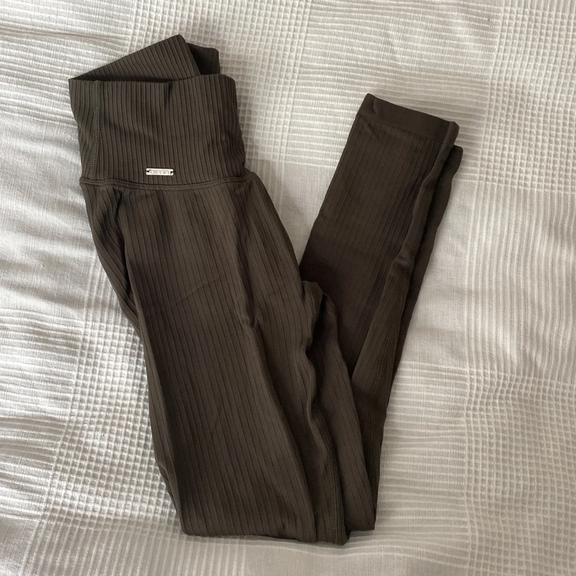 Aimn khaki ribbed seamless tights