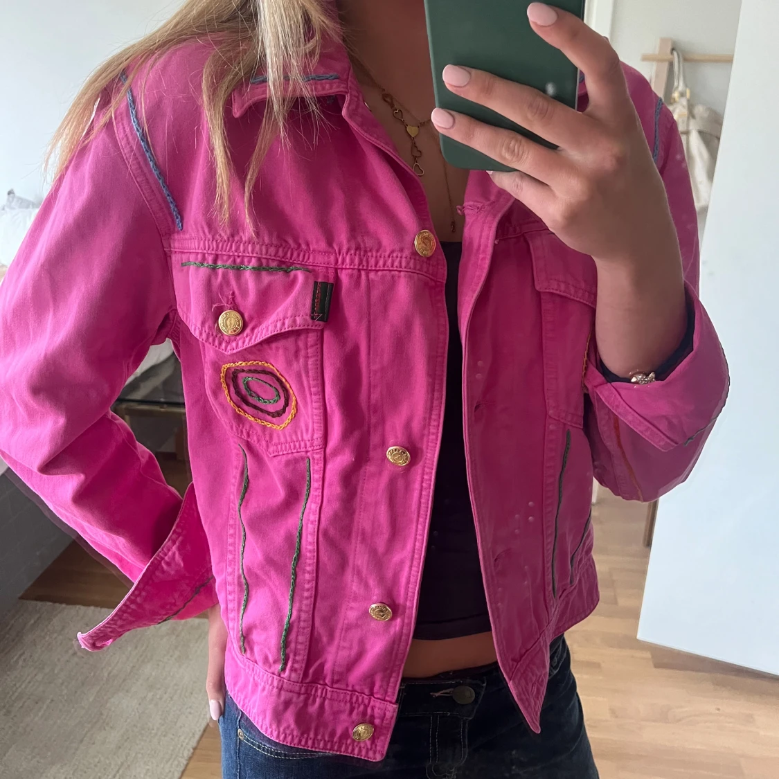 Rosa jeansjacka  - 90